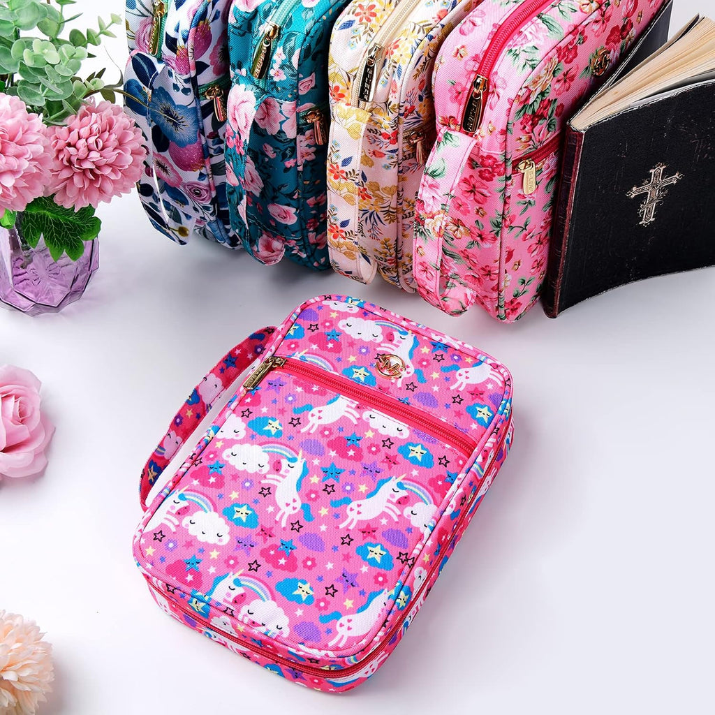 Bible Cover for Women,Bible Cases,Book Cover,Bible Bags Floral Pattern with Handle Fits for Standard Size Bible